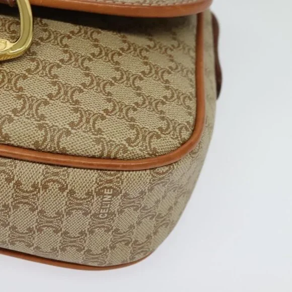 Authentic CELINE Macadam Canvas Shoulder Bag PVC Beige Gold - Picture 15 of 16